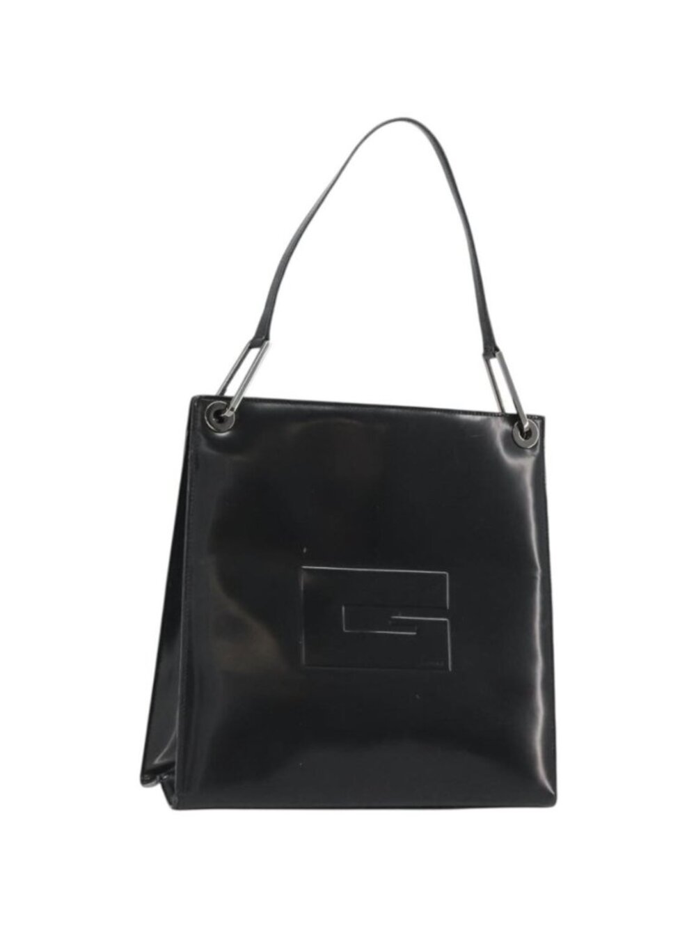 GUCCI Shoulder Bag Patent leather Black Silver 001 1013 3037